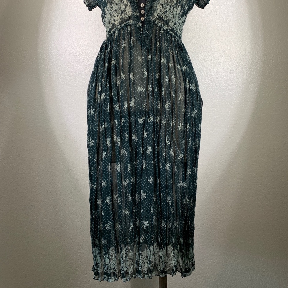 Yellowfield 8 Silk Chiffon Texel Dress in Starry Wine Bottle Size M NWT - Picture 2 of 7